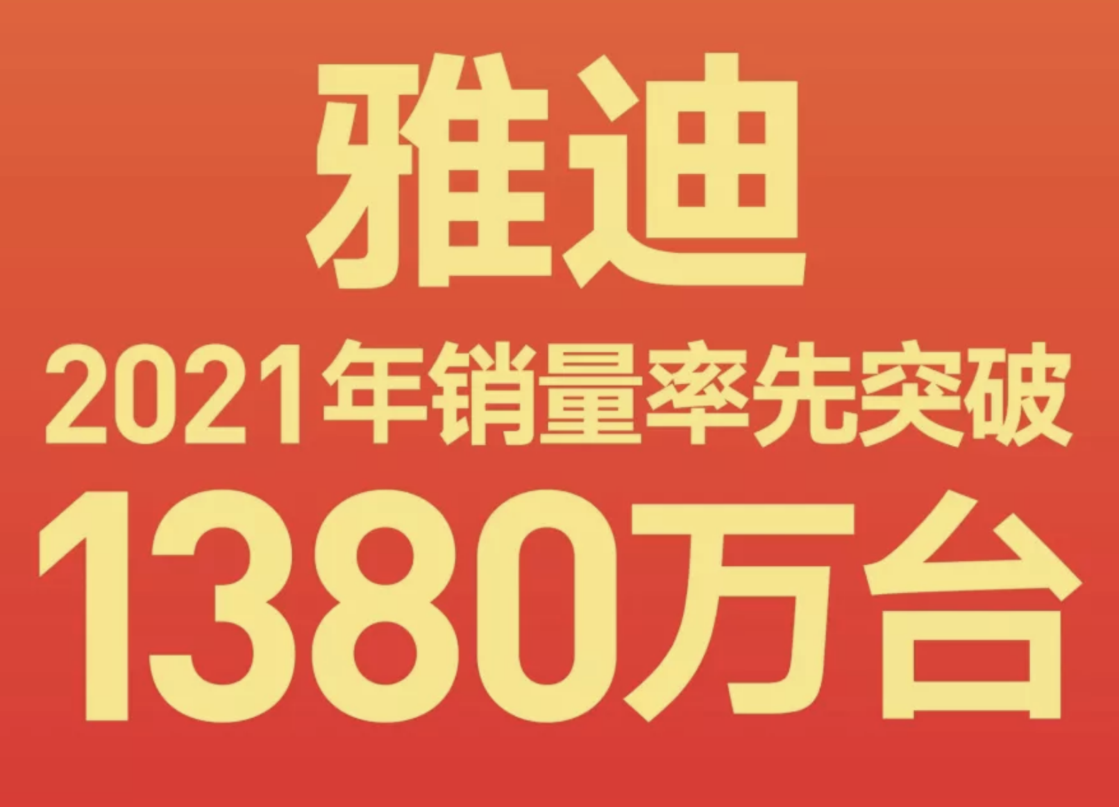 雅迪2021全球销量率先破1380万台，再度开创2022全明星贺岁新时代！